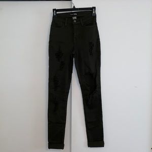 Fashion Nova Glistening Jeans in army green